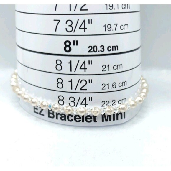 Vtg 925 Sterling Silver Clasp Faux Pearl & AB Aurora Borealis Facetted Bead 8" - Picture 9 of 11